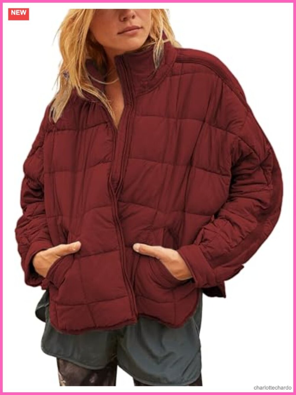 Huaqiao Womens Quilted Puffer Jacket Lightweight Zip Up Short Winter Coat